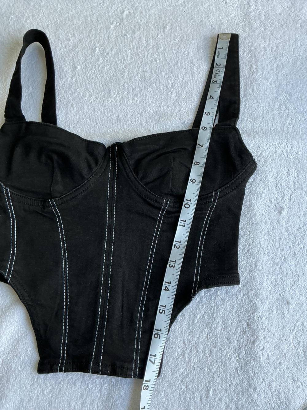 Zara Black Corset Crop Top with Contrast Stitching - Picture 12 of 15